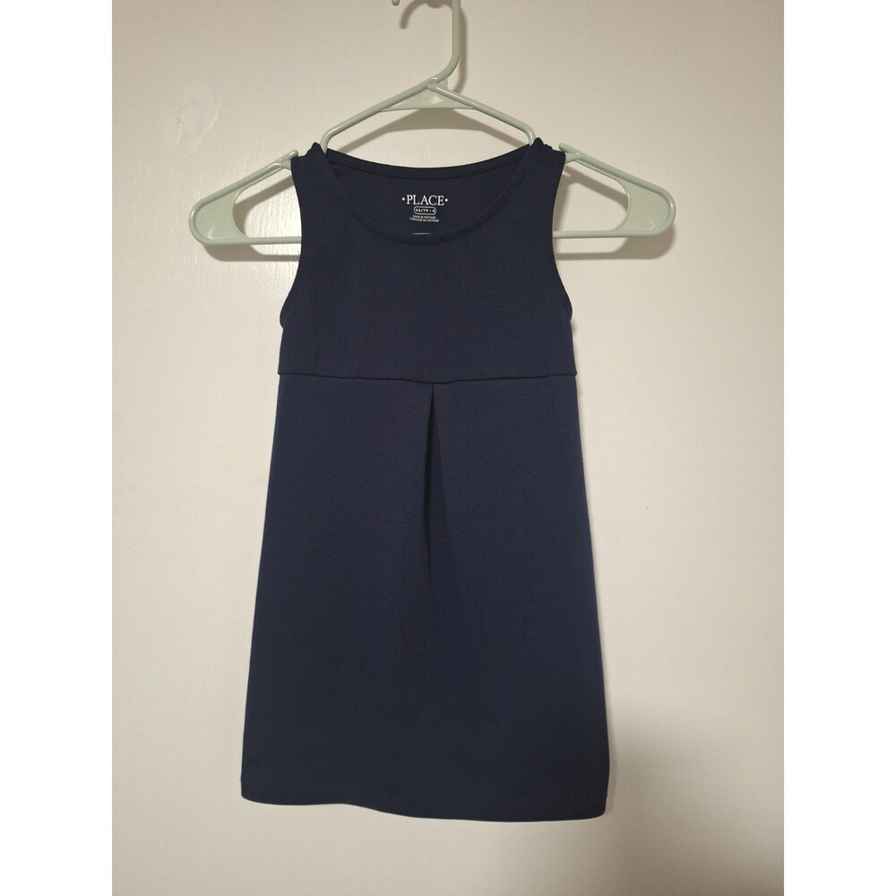 Childrens Place Girls Sleeveless Empire Waist Dress Navy Blue Knit Size XS 4 - Picture 1 of 4